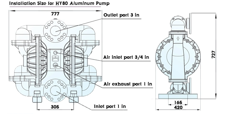 Air Operated Industrial Waste Water Disposal Diaphragm Pump