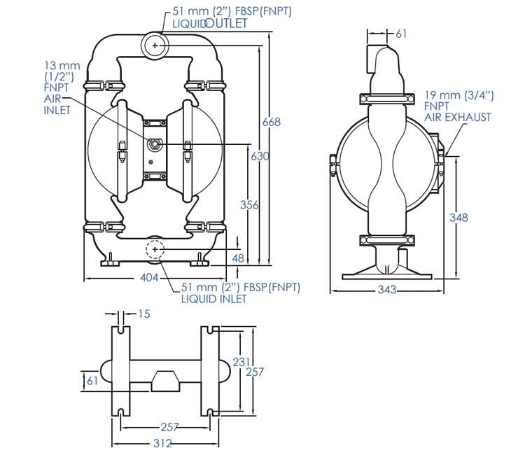 Slurry Pneumatic Mud Sludge Double Diaphragm Pump for Wastewater Treatment