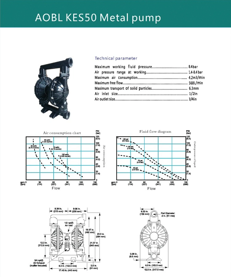 High Pressure Solvents Transfer Pneumatic Diaphragm Pump for Coating Industry