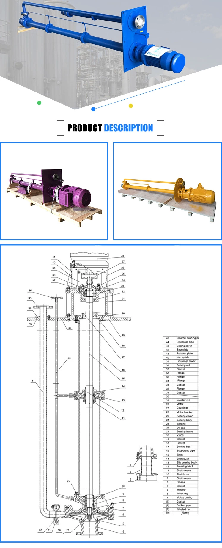 Acid and Alkali Resistant Centrifugal Vertical Sump Pump