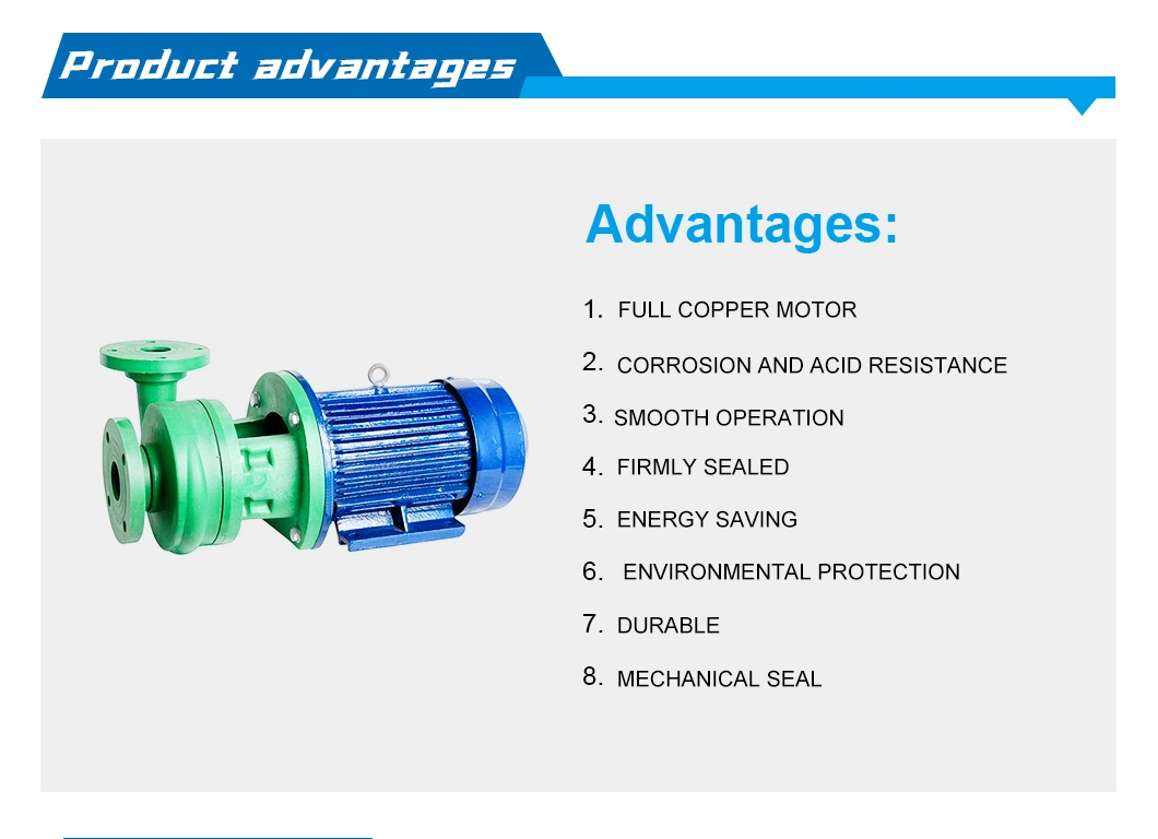 Reinforced Polypropylene Centrifugal Chemical Pump Corrosion Resistant High Power 5.5kw