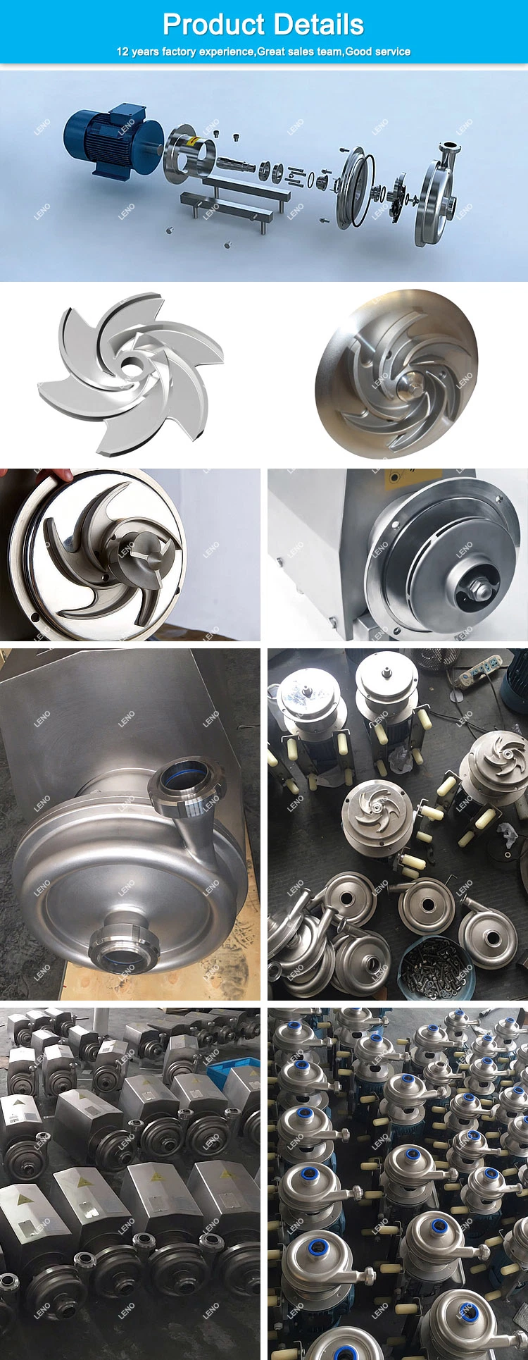 SS304 SS316L Stainless Steel Fluoroplastic Open Impeller Beverage Milk Centrifugal Pump