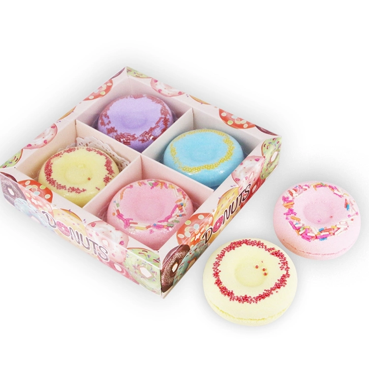 Private Label Wholesale Small Fizzy Bath Bombs Kids Mini Donut Luxury Mini Bath Salt Ball Bombs Packing Gift Set Organic