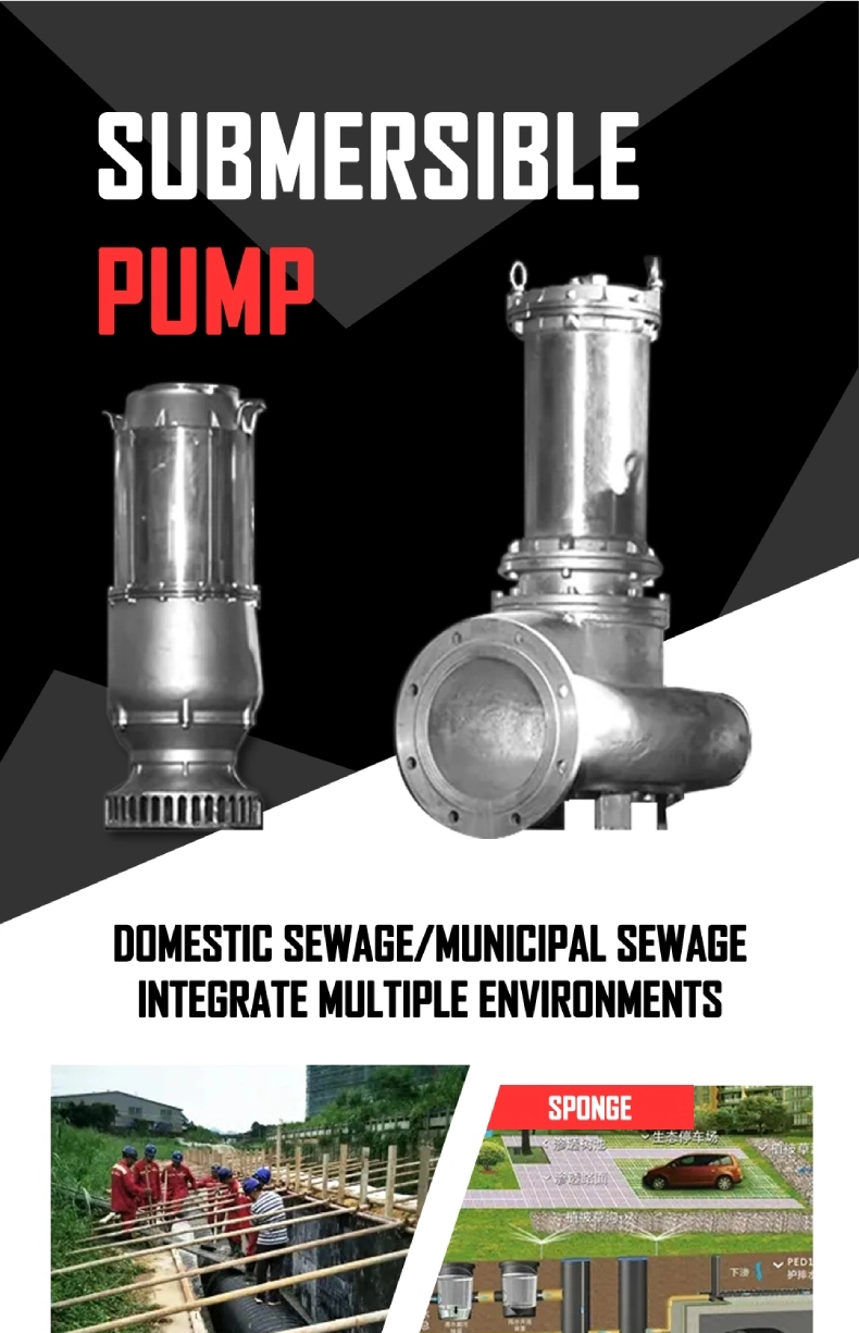 1HP Stainless Steel Submersible Sewage Pump Cost Chemical Dirty Water Sump Pump SS304 Underground Waste Water Drainage Pump