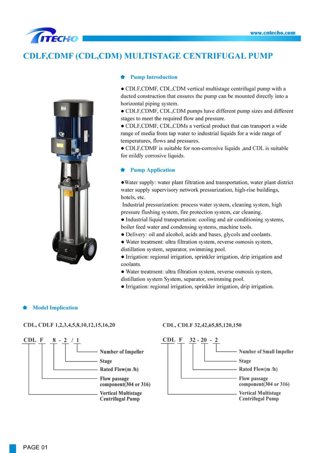 30kv 42m3/H Cdl/Cdlf Light Vertical Multistage Stainless Steel Centrifugal Pump Large Flow High Head Energy Saving Corrosion Resistant Factory Directly