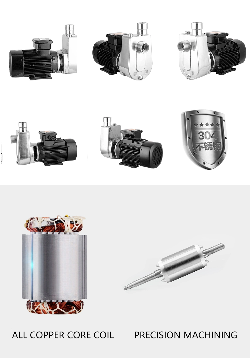 Stainless Steel Sewage Chemical Pump Self-Priming High Lift High Temperature Corrosion-Resistant 370W 220V380V