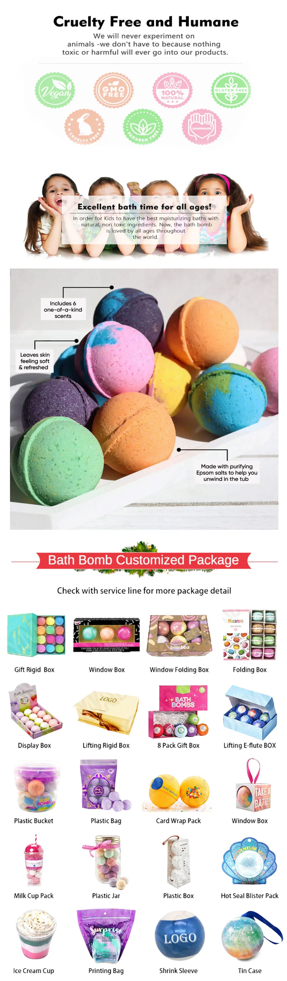 Supplies SPA Moisturizing OEM Bath Bomb Packaging Bath Salts with Flowers
