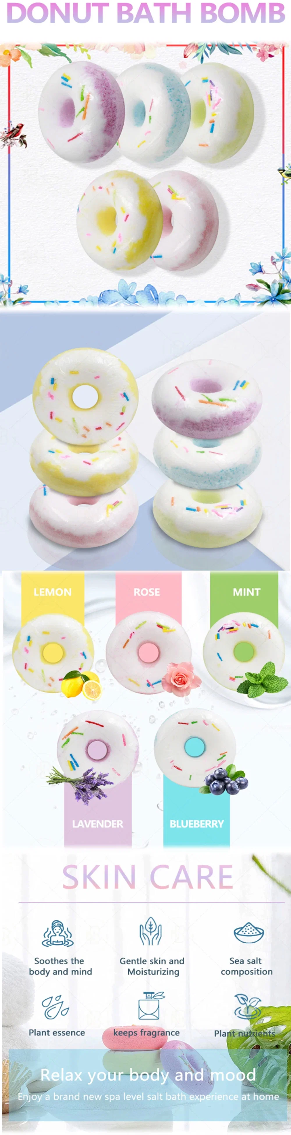 Natural Foam Maker Donut Shaped Bubble Salt Gift Set Bath Bomb