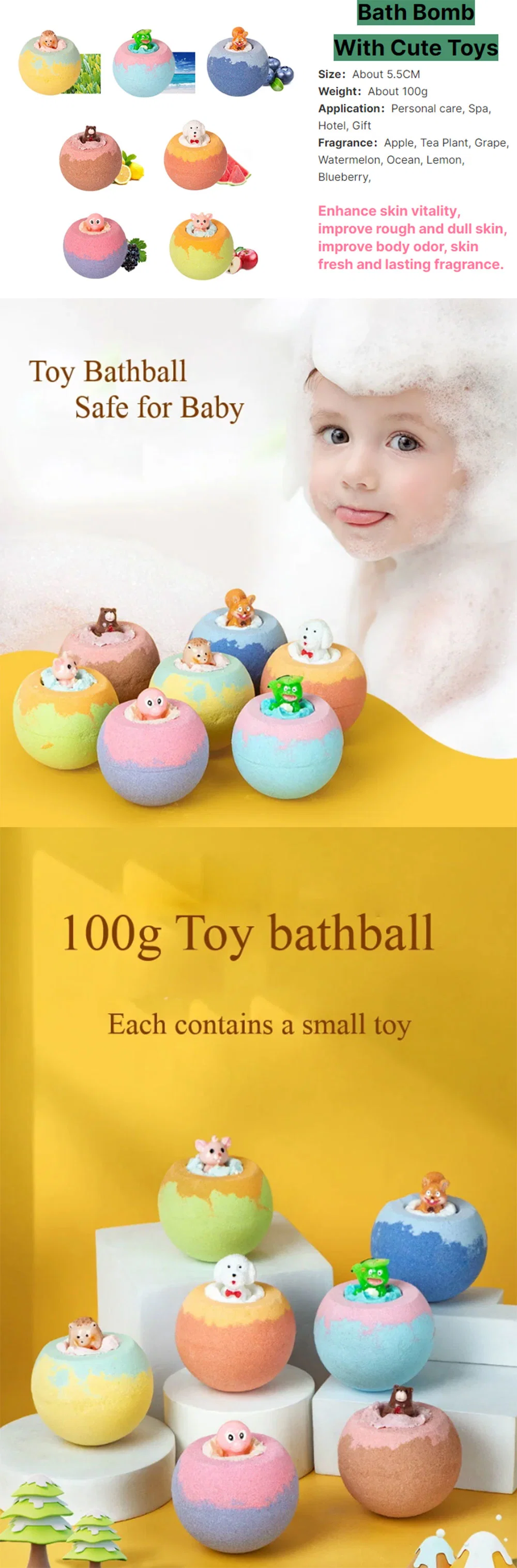 Wholesale 100g Explosive Toys Bath Salt Ball 100g Bubble Bath Bomb