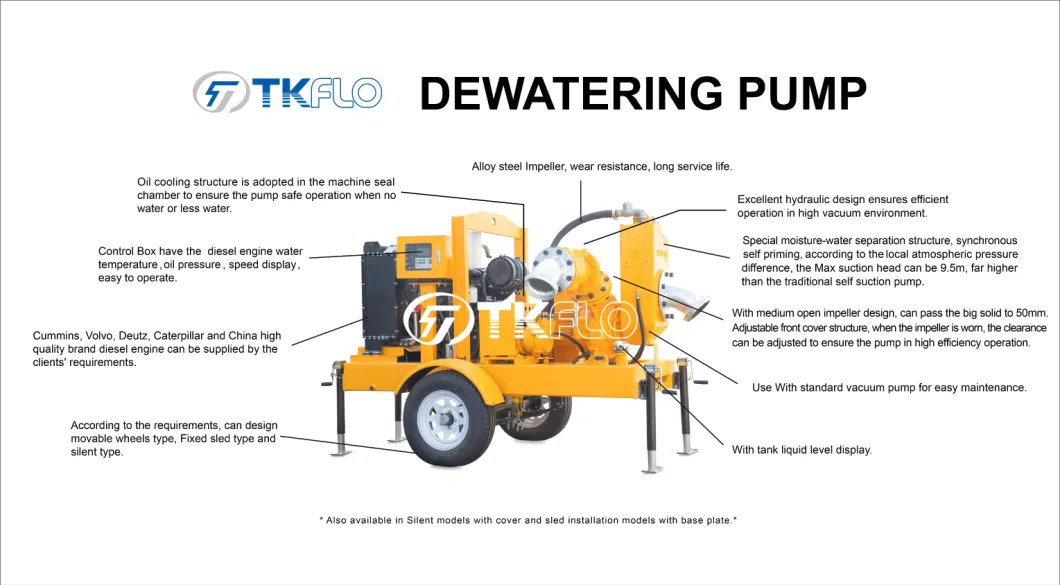 Movable Emergency Diesel Engine Self Priming Flood Control Dewatering Industry Irrigation Trailer Water Pump Set