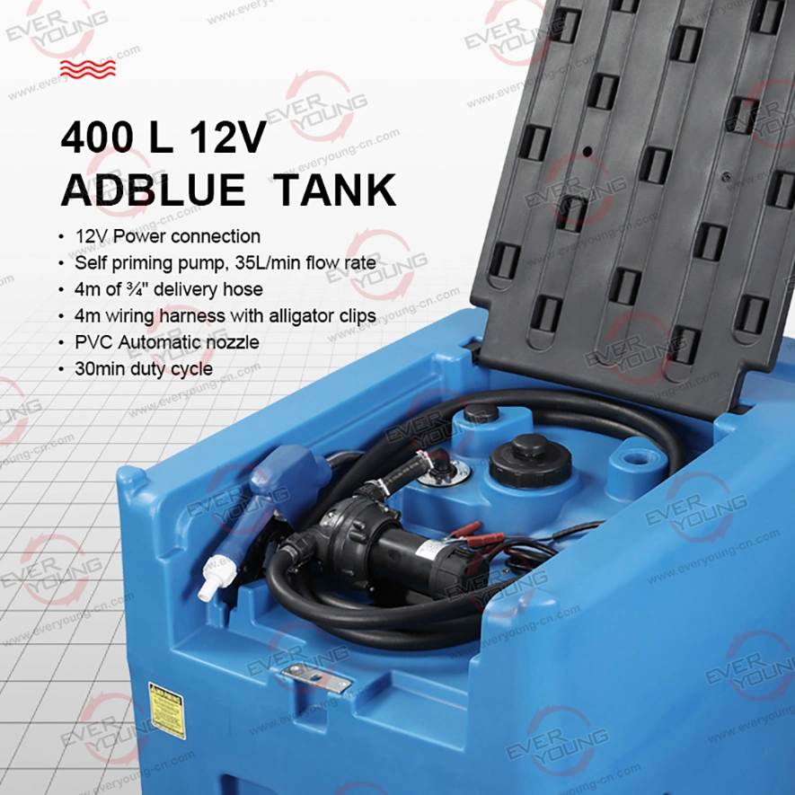 400L Adblue Tank with 12V Self Priming Pump Automatic Nozzle Delivery Hose for Def Urea Solution Storage and Transfer