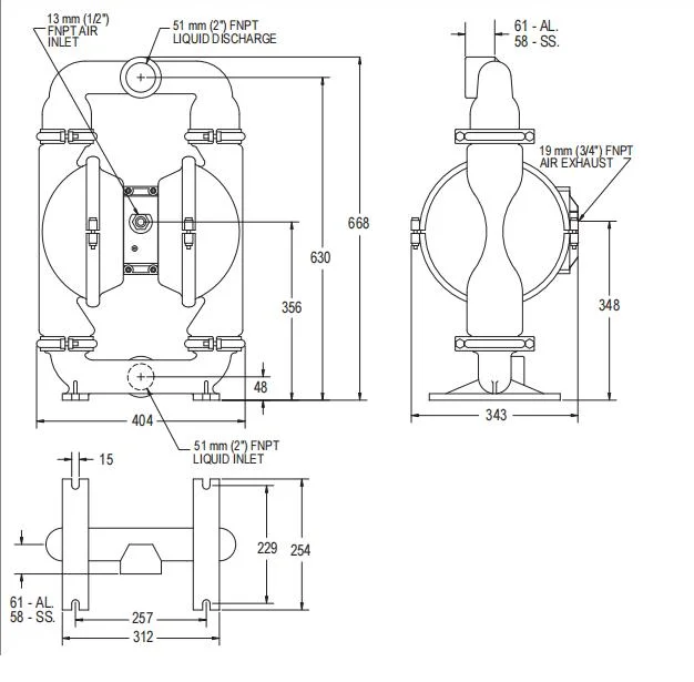 Air Operated Acid Transfer Diaphragm Pump for Tz8 Wilden Pumps