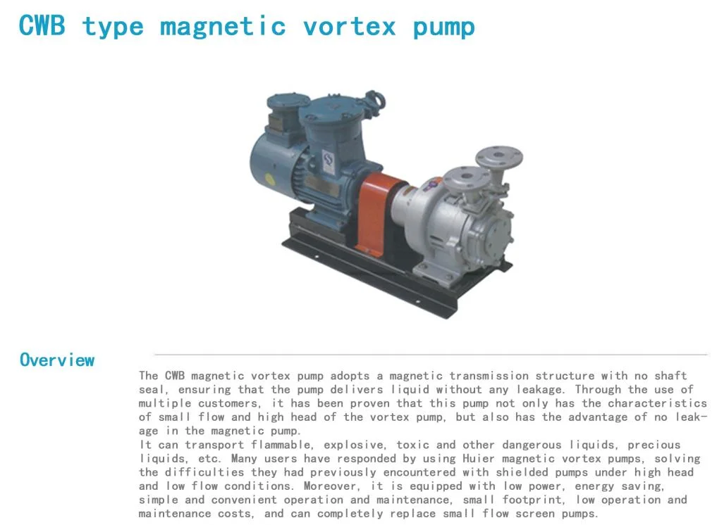 High-Quality Sprinkler System of Iron Vortex Self-Priming Pumps Corrosion-Resistant Acid-Resistant Stainless Steel Axial Flow Chemical Oil Magnetic Pumps
