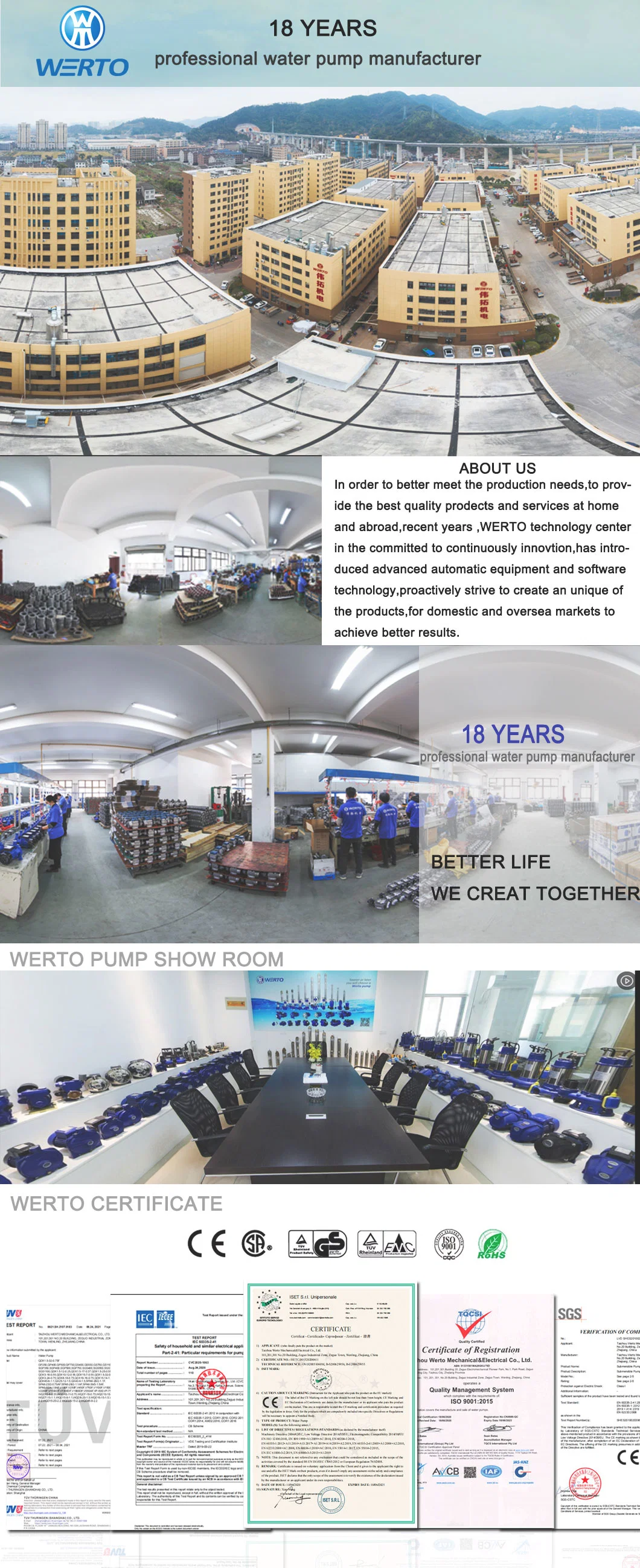 Werto High Pressure Electric Industrial Pump Automatic Periphera Hydraulic Pumps