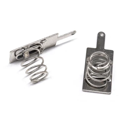 China Customized Battery Spring AA Battery Conical Spring Battery Contact Spring with Plate Iron Nickle Plated Terminal Electronic Contact