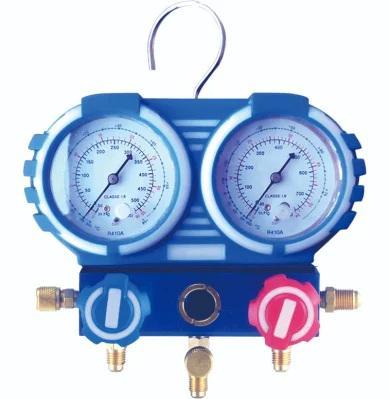Single Double Valve Pressure Gauge OEM Design Refrigerant Use Manifold Set