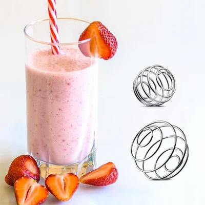 Custom Food Grade 304 Stainless Steel Music Wire Shaker Whisk Ball Spring Bottle Protein Mixing Shaker Ball Spring