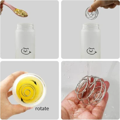Custom Food Grade 304 Stainless Steel Music Wire Shaker Whisk Ball Spring Bottle Protein Mixing Shaker Ball Spring
