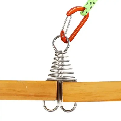 Tent Spring Buckle Fixed Hook Buckle, Portable Camping Tent Fixed Buckle Rope Anchor for Outdoor