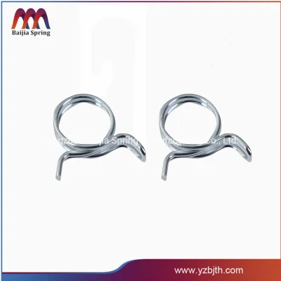 Small Round Single Wire Adjustable Torsion Spring Zinc Plated Hose Clamp for Tube Double Wire Fuel Line Hose Tube Spring Clips Hose Clamp