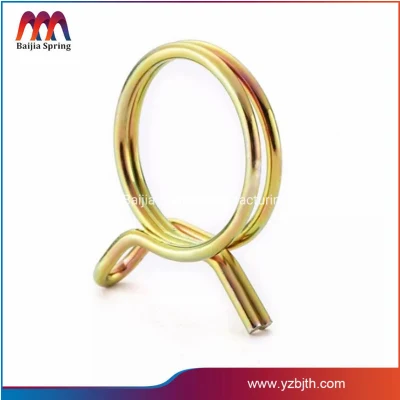 Small Round Single Wire Adjustable Torsion Spring Zinc Plated Hose Clamp for Tube Double Wire Fuel Line Hose Tube Spring Clips Hose Clamp