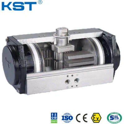 Rack and Pinion Pneumatic Actuator Double Acting and Spring Return PTFE Coated/Aluminum Alloy Casting with Ball/Butterfly/Sanitary/Control Valve CE/ISO9001/IP67