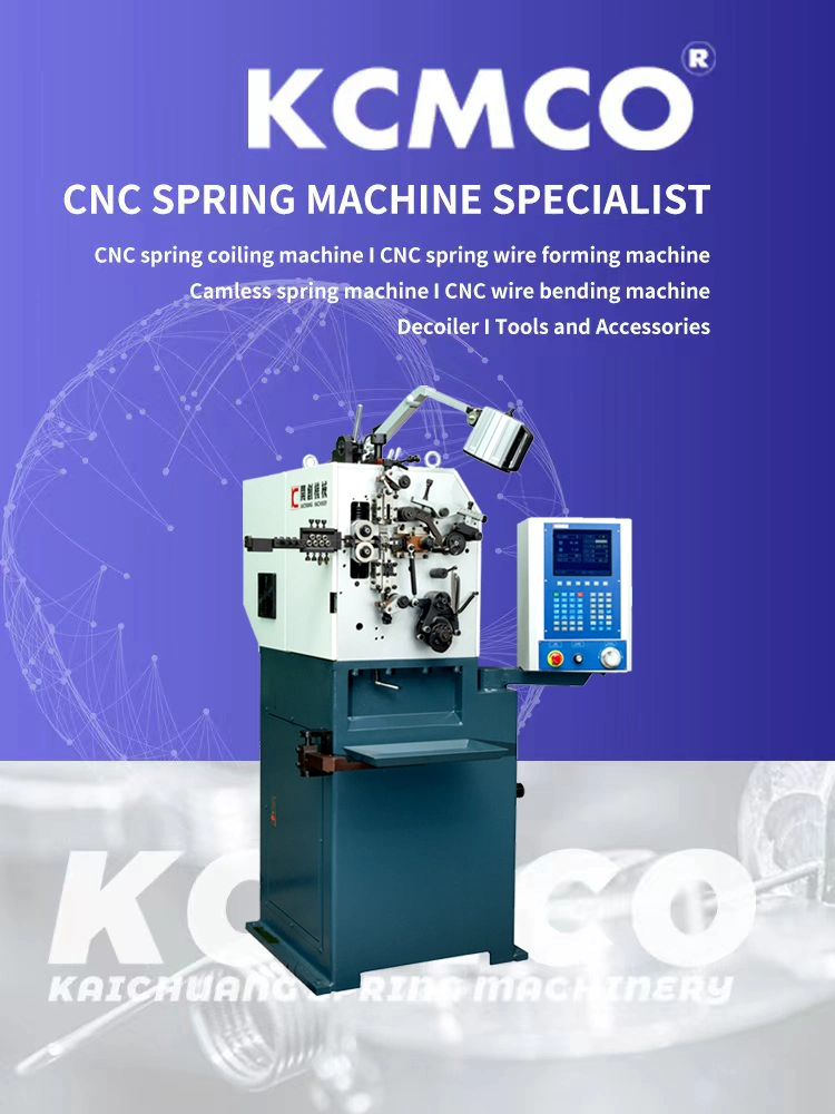 CNC Spring Coiling Machine with 2 Axis 0.15~0.8mm KCT-8C Stainless Steel Springs for Metric Extension Springs