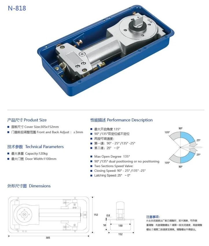 Heavy Weight High Quality Door Hinge Floor Spring