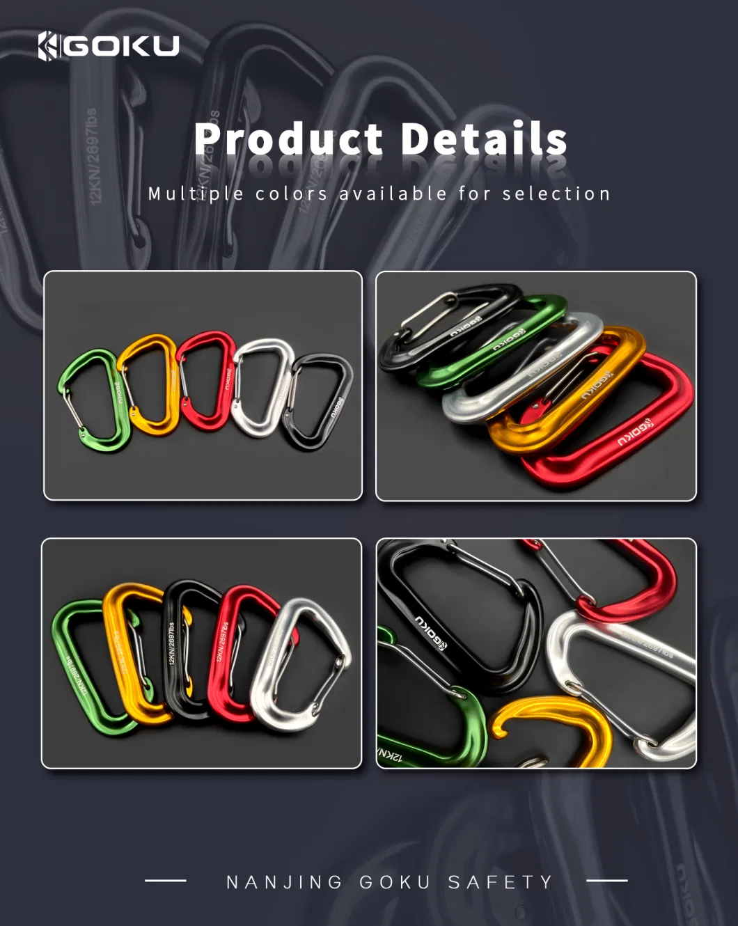 Aviation Aluminum D-Type Mountaineering Buckle 12kn Yoga Hammock Safety Buckle Climbing Quick Links Spring Hook