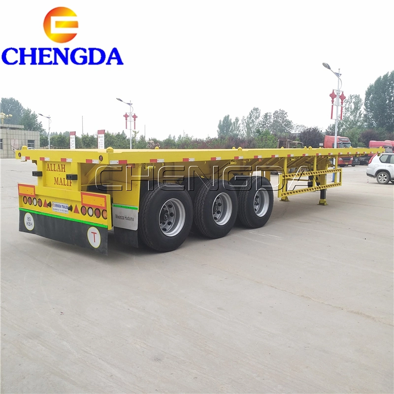 3 Axle Flatbed Mini Semi Trailers with Landing Gear for Sale