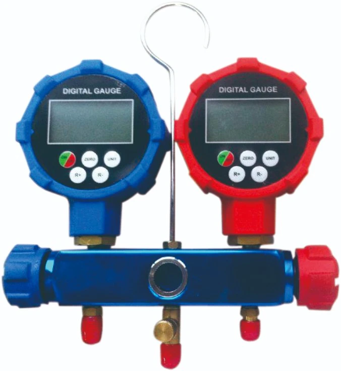 Single Double Valve Pressure Gauge OEM Design Refrigerant Use Manifold Set