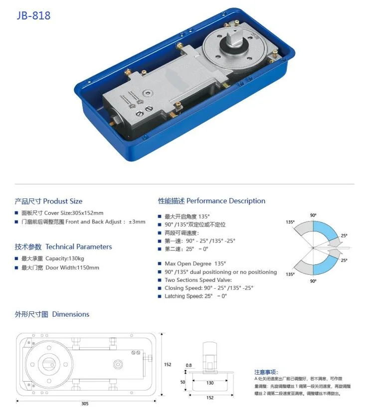 Heavy Weight High Quality Door Hinge Floor Spring