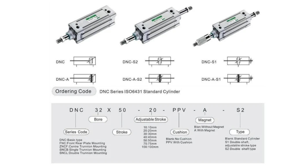 DNC Series ISO 6431 Standard Pneumatic Cylinder Double Acting Pneumatic Cylinder