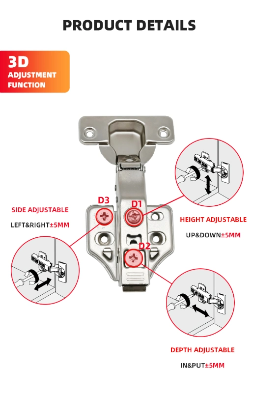 New Hot Sale 35mm Spring Loaded Slide on Two Way Hinges Cabinets Fitting Cabinet Door Hinge