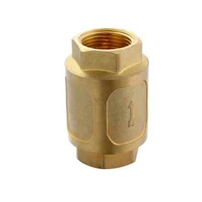 3/4 Zoll 1/2&prime;&prime; NPT Vertikales in-Line Messing-Federrückschlagventil Rückschlagventil aus Messing mit Filterfittings