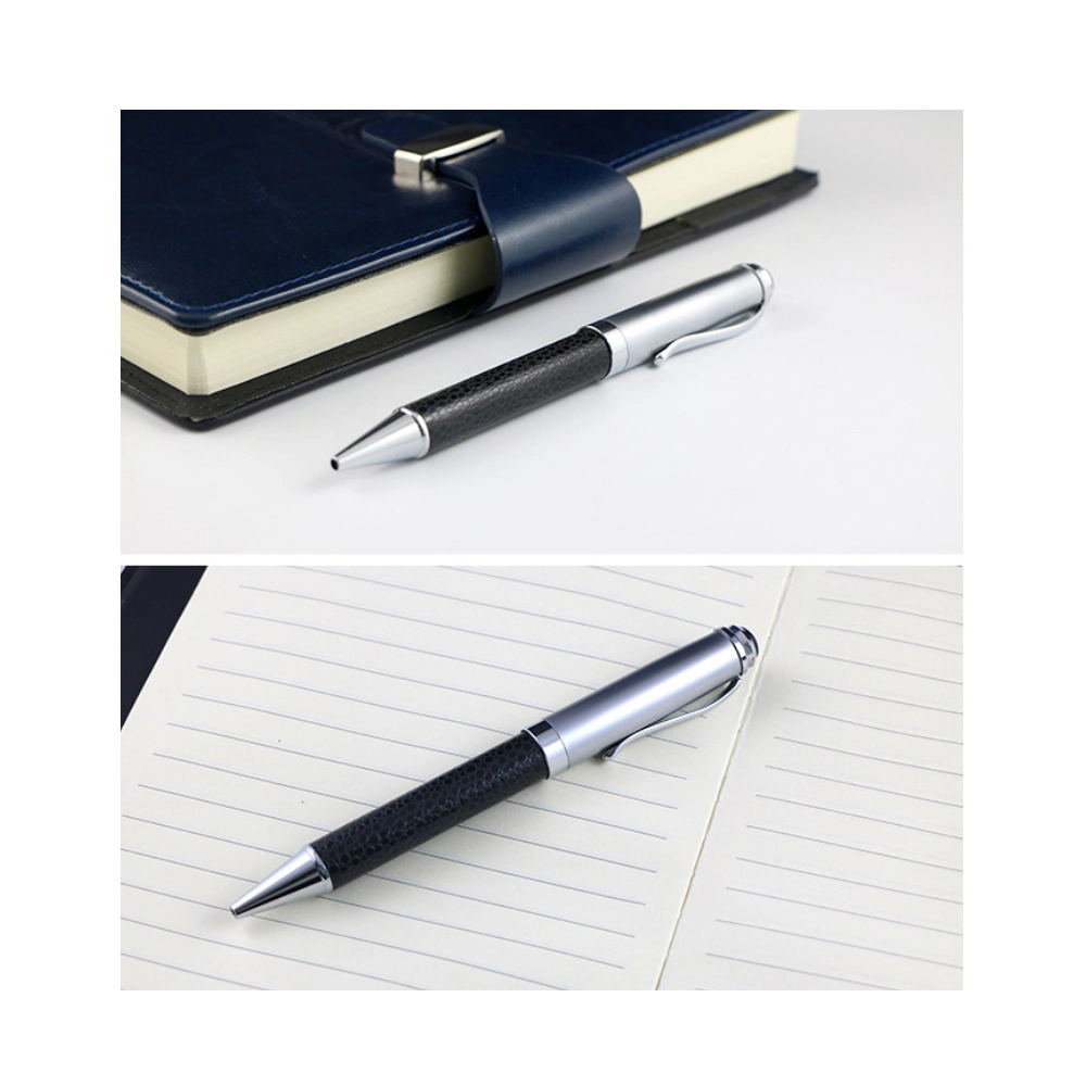 Customized Leather Handle Ballpoint Pen High Class Business Ball Pen with Cap