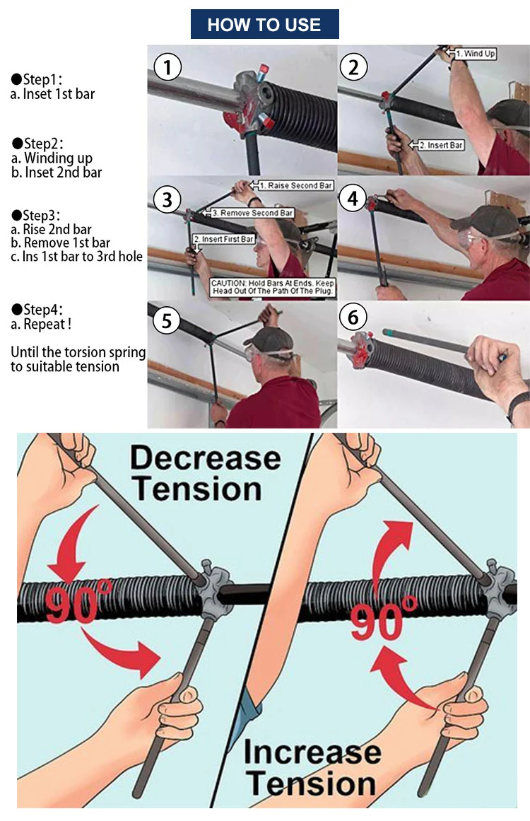 Professional Garage Door Winding Bars Ptional Winding Bars for Adjusting Torsion Spring Replace with Non-Slip Handle