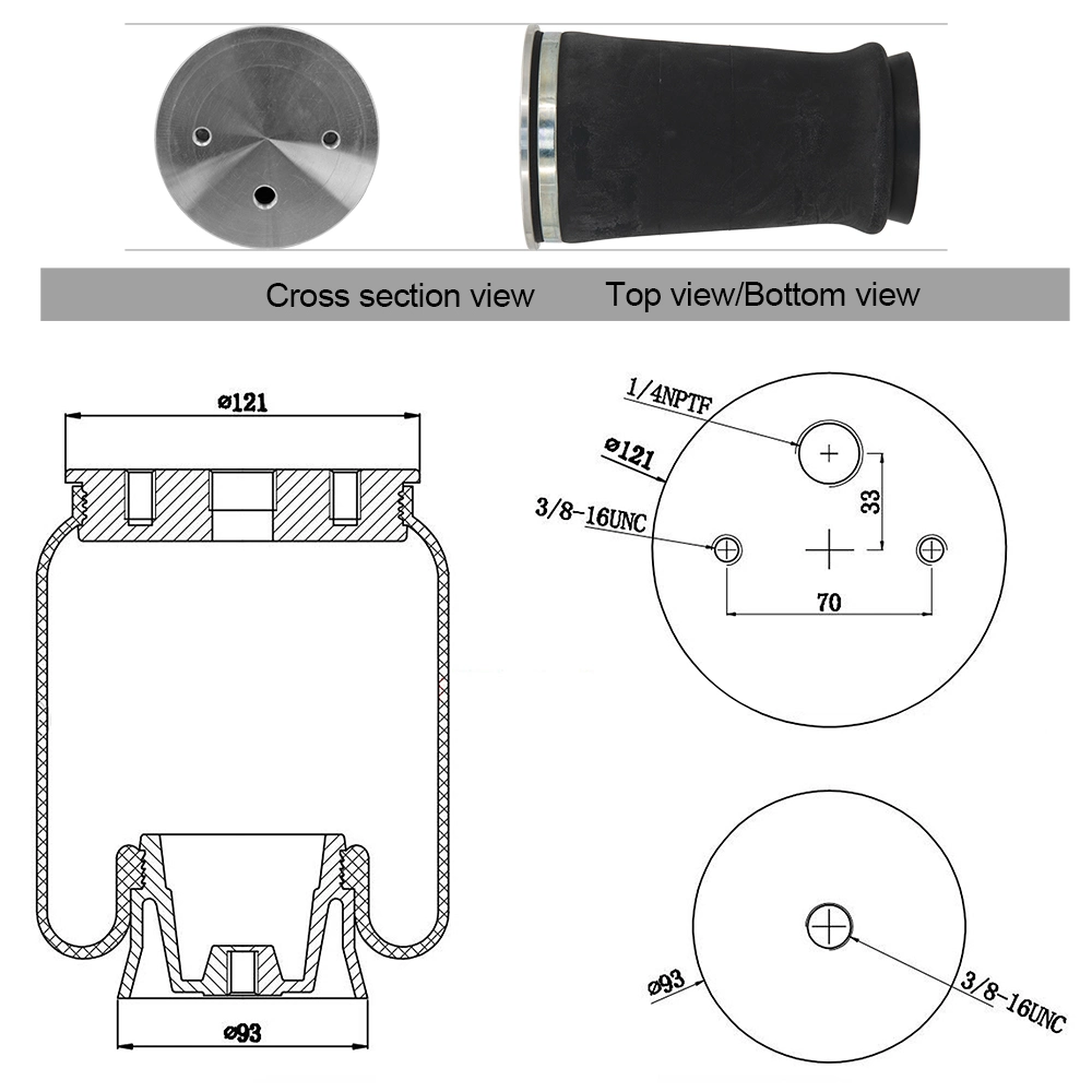 Truck Rubber Shock Absorption Bag Air Ride Springs Suspension 1s9000