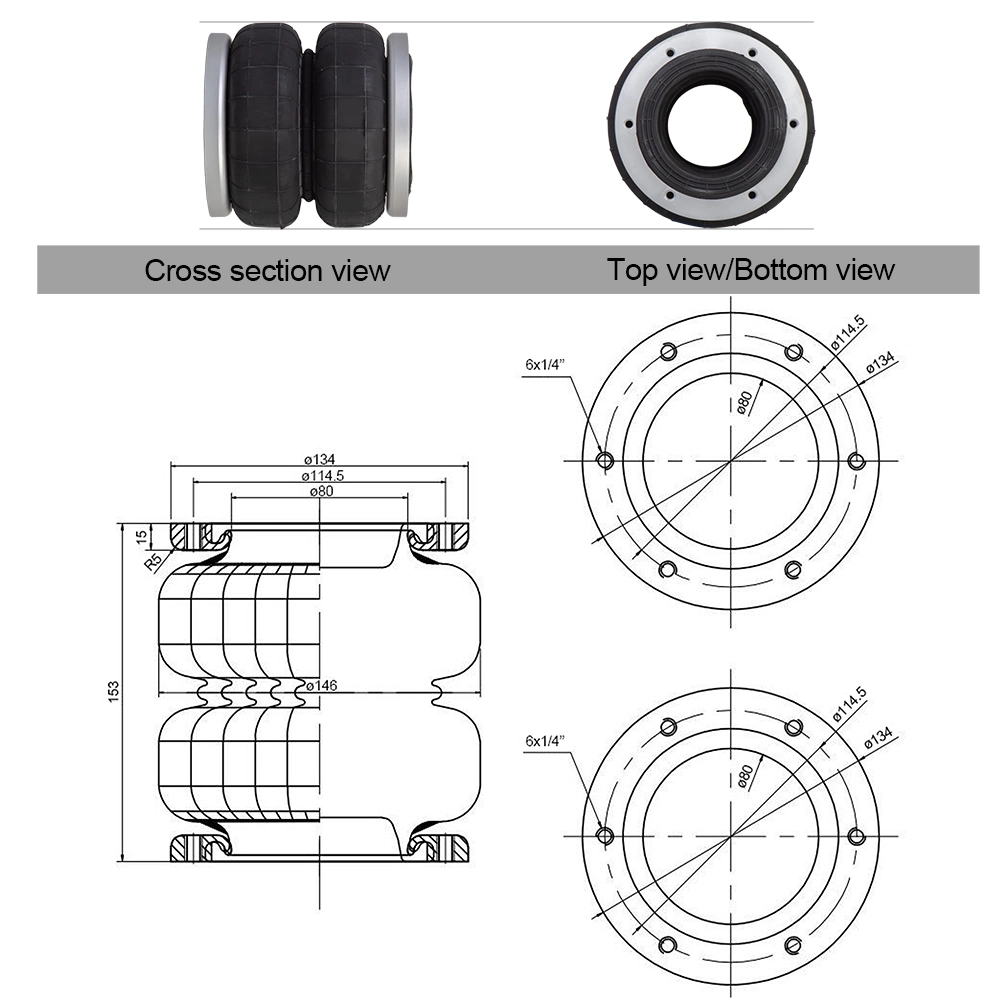 Universal Air Suspension Kit Pneumatic Bag Shock Absorber Springs 2s7013f