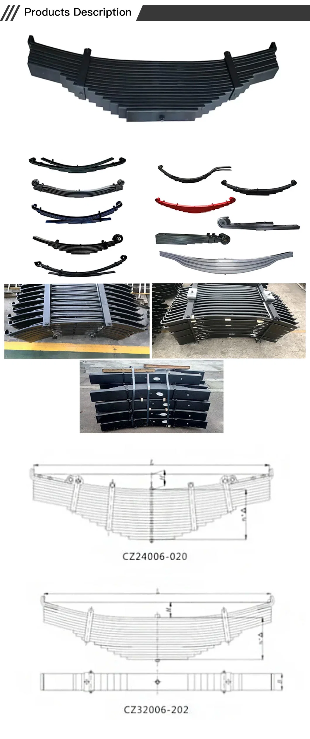 Custom High Quality Stainless Steel Parabolic HOWO Truck Leaf Spring Semi-Trailer Parts Leaf Spring