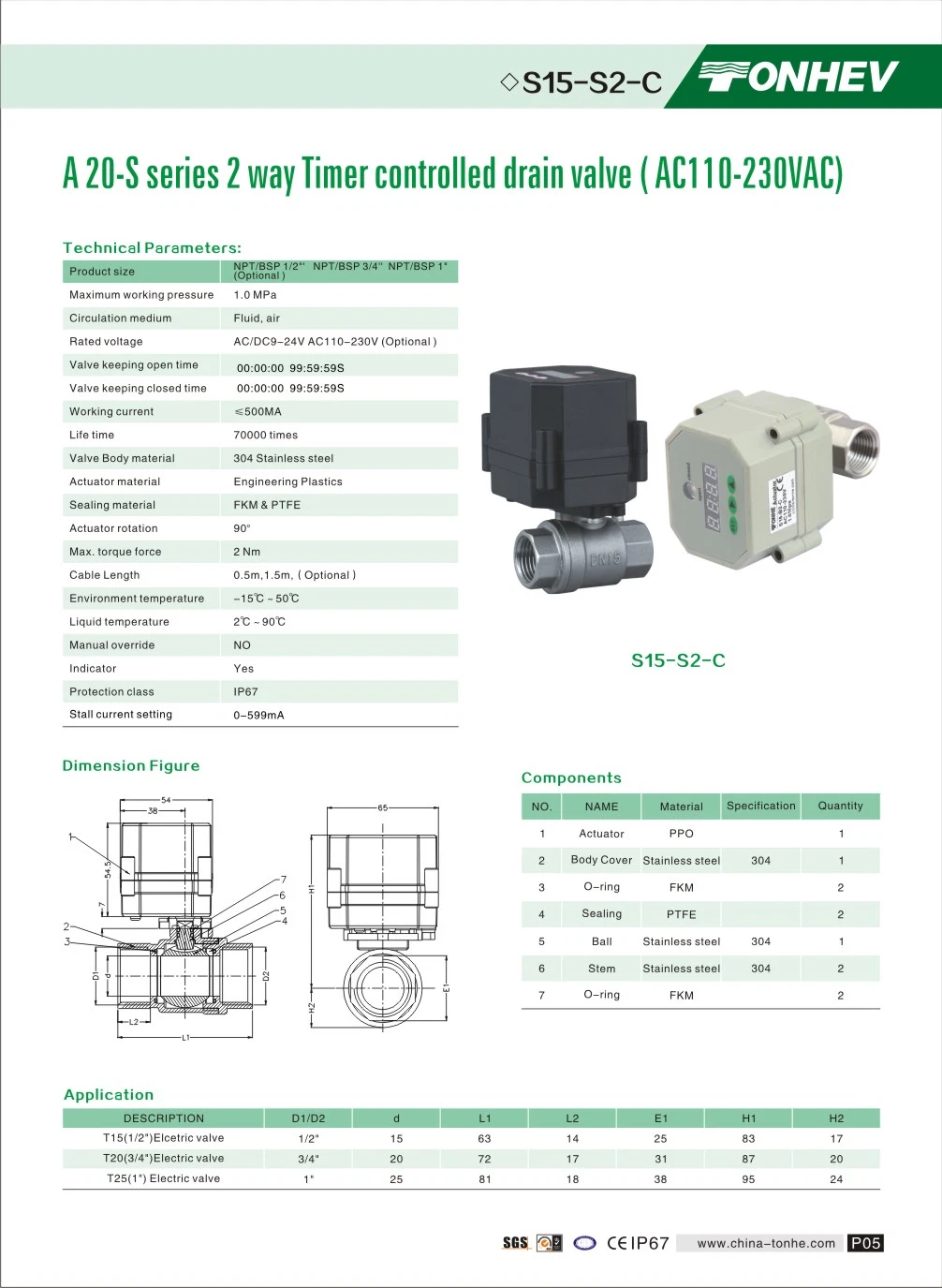 CE 2way Electric Timer Drain Brass Ball Valve