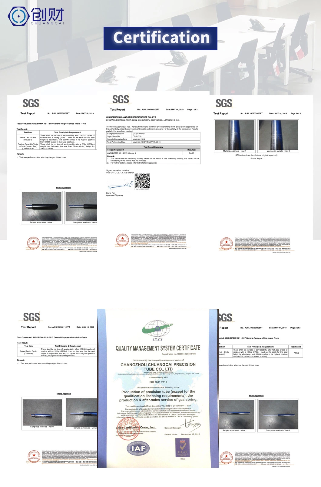 Customizable Wholesale Gas Spring for Furniture/ Equipment/ Different Applications