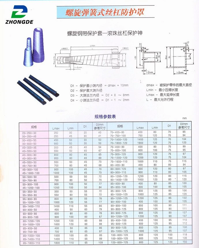 Ball Screw Bellow Cover Telescopic Spring Steel Cover