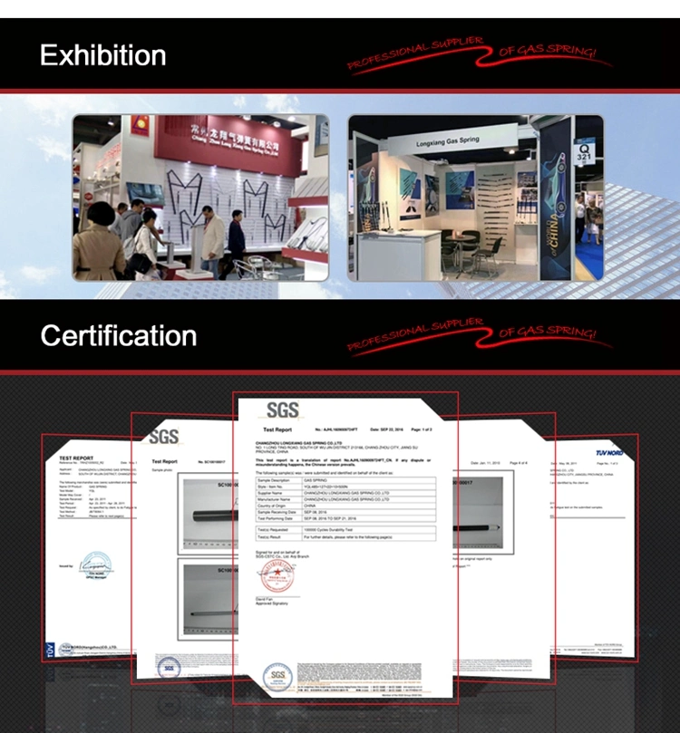 Car Seat Application Lift Gas Pump Steel Gas Spring with Groove