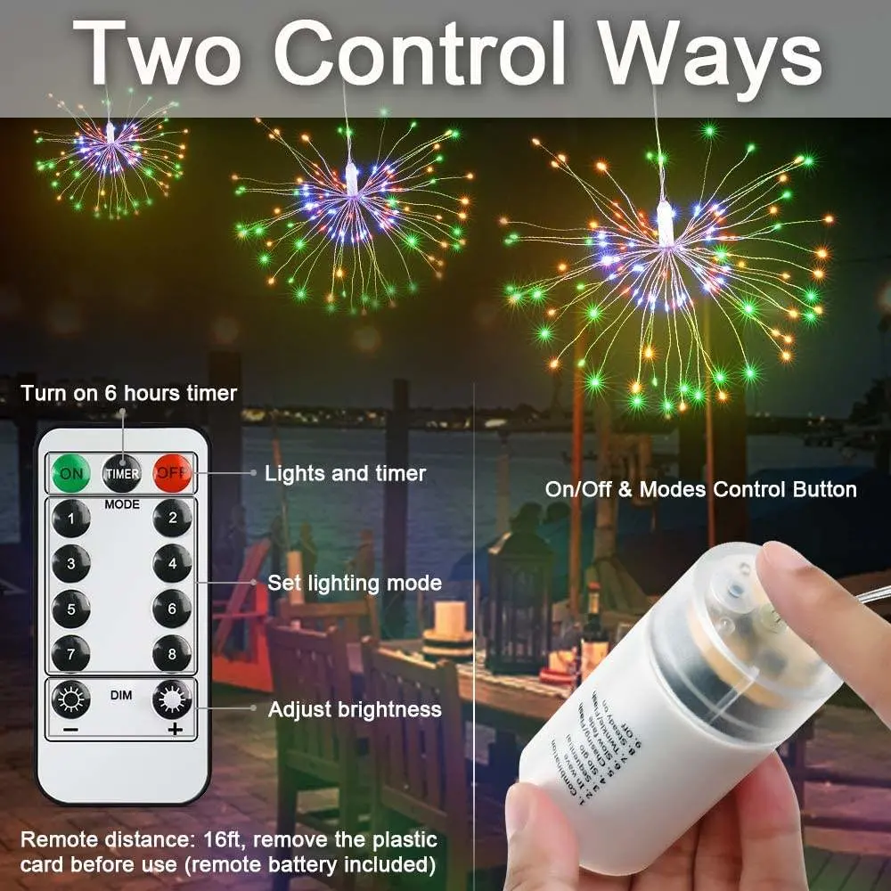 LED Firework Hanging Lights Explosive Remote Control Firework LED String Lights