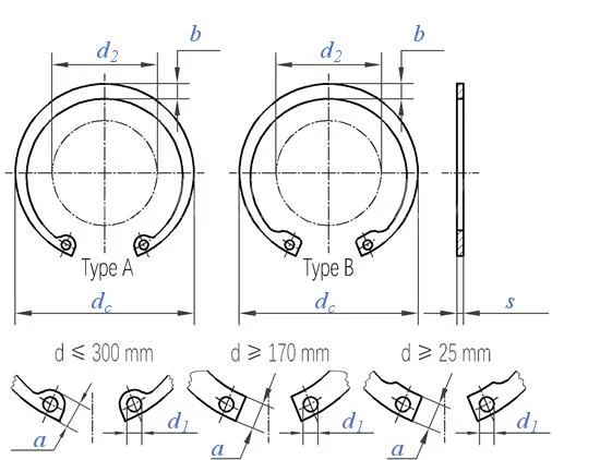 Made in China Stainless Steel 304 Retaining Rings Circlip for Bore DIN471 DIN472 DIN6799 DIN983