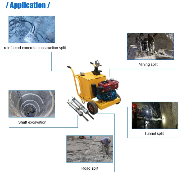 Hydraulic Stone Splitting Machine Rock Splitter Non Explosive Concrete Separator