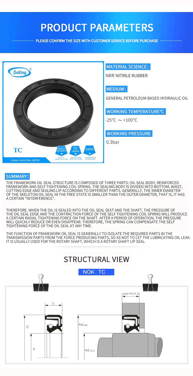 Tcj1 Bearing Oil Seal Engine Oil Seal Automotive Rotary Shaft Lip Dust Seal