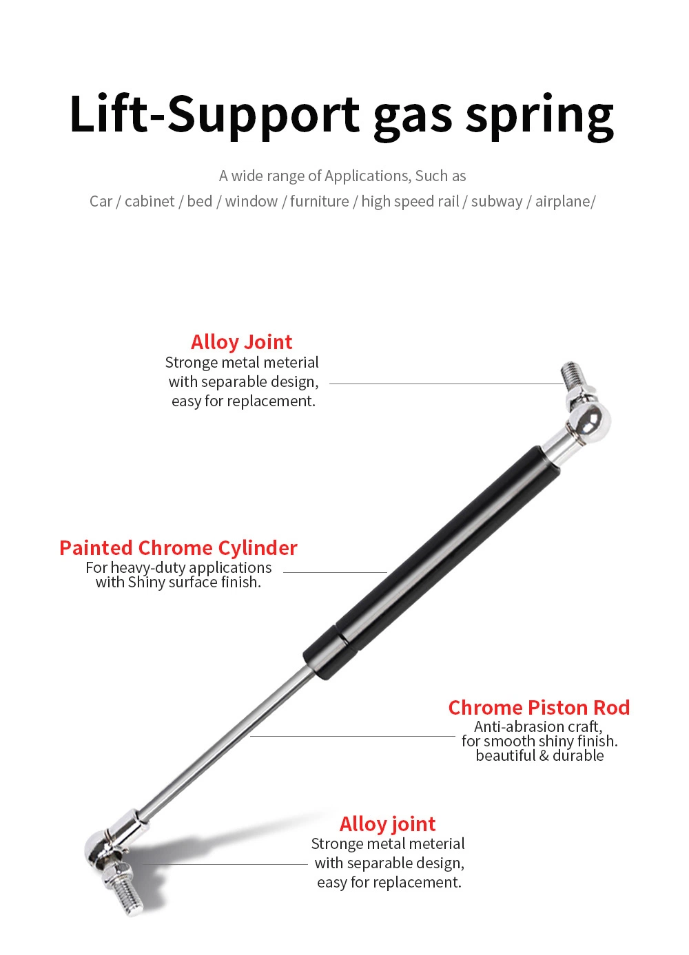 Master Cylinder Lockable Lift Gas Spring for Furniture and Automotive