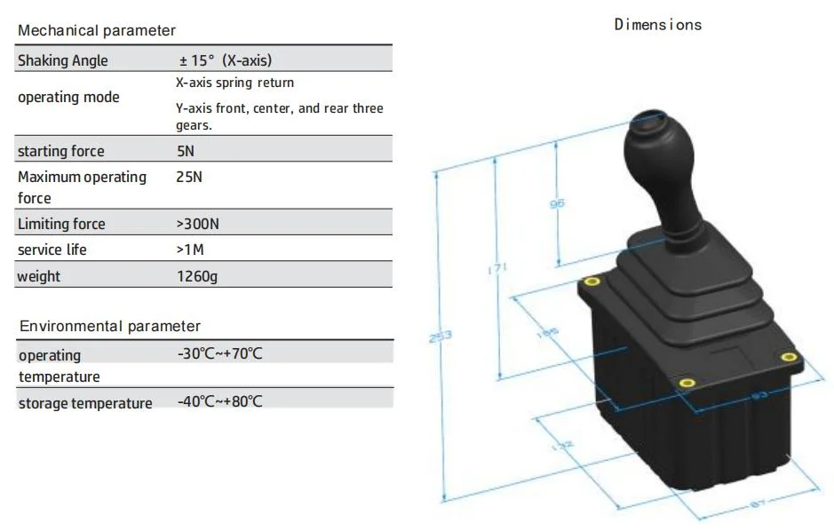 Hj90 Series Multi-Gear Grip Type Handle Joystick Spring Return